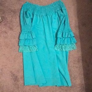 Off the Shoulder Turquoise Dress